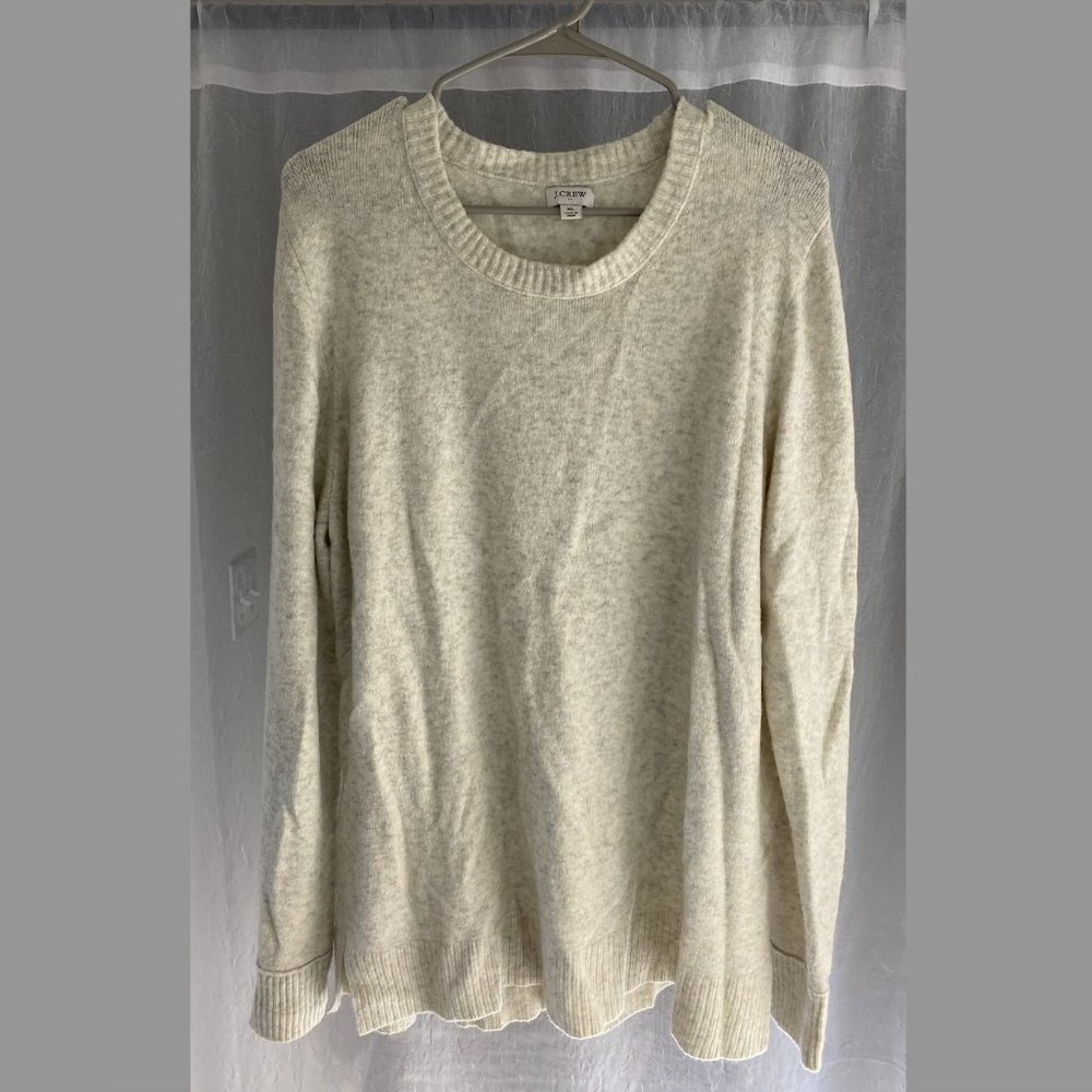 J. Crew women's XL heather gray crew neck oversized wool blend sweater